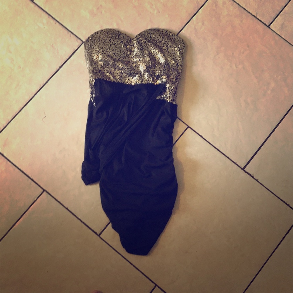 little mini dress pretty gold sparkles on top